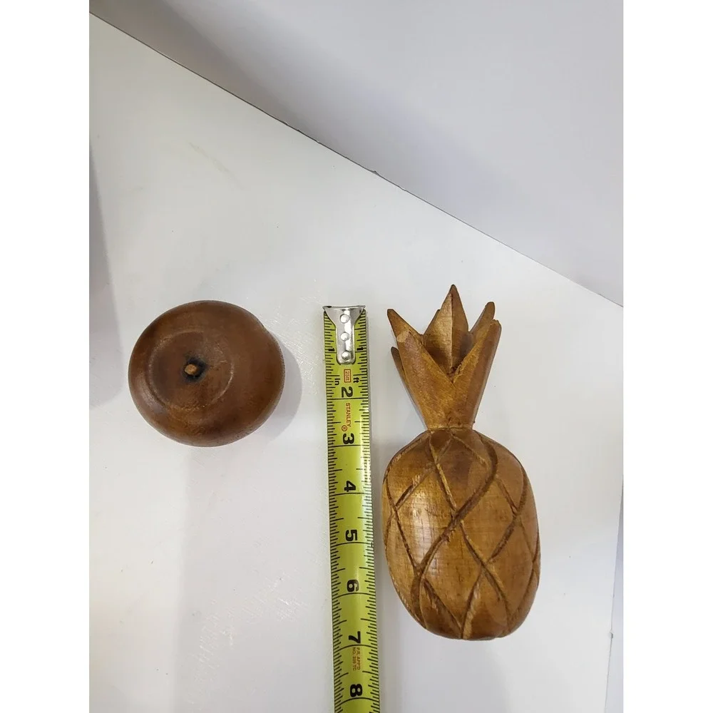 Vintage Mid Century Modern Monkey Pod Wooden Fruit Bowl Set 6 Piece Hand Carved